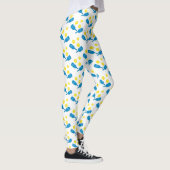 Fun Pickleball Blau Gelbes Muster Leggings (Rechts)