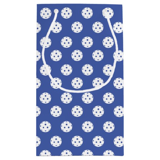 Fun Pickleball Muster Blaue weiße Sportbälle Kleine Geschenktüte (Rückseite)