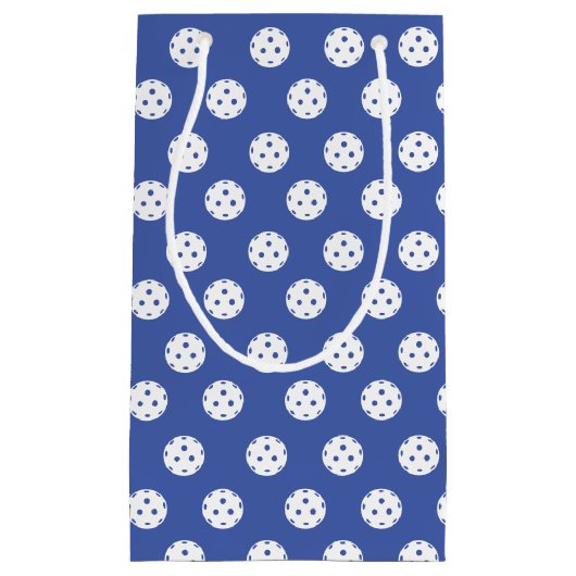 Fun Pickleball Muster Blaue weiße Sportbälle Kleine Geschenktüte (Vorderseite)