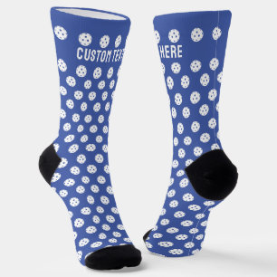 Fun Pickleball Muster Blaue weiße Sportbälle Socken
