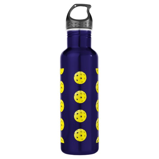 Fun Pickleball Muster Gelb und Blau Edelstahlflasche (Vorderseite)