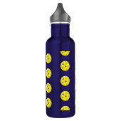 Fun Pickleball Muster Gelb und Blau Edelstahlflasche (Links)