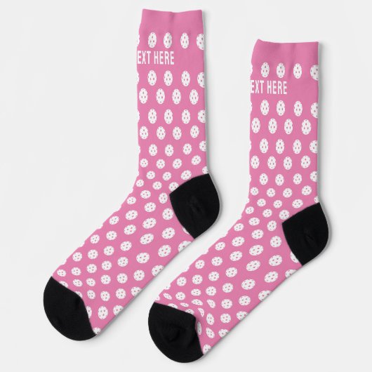 Fun Pickleball Muster Pink White Sports Balls Socken (Linkes Detail)