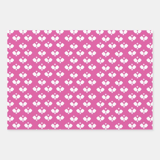Fun Pickleball Paddle und Ball Pink Rosa Gelb Geschenkpapier Set (Vorderseite)