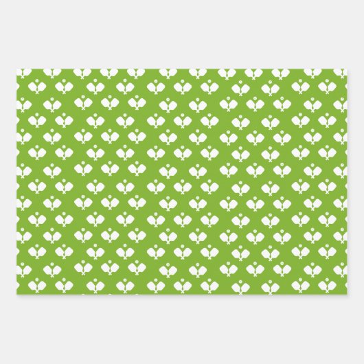 Fun Pickleball Paddles und Ball Blue Green Yellow Geschenkpapier Set (Vorderseite)