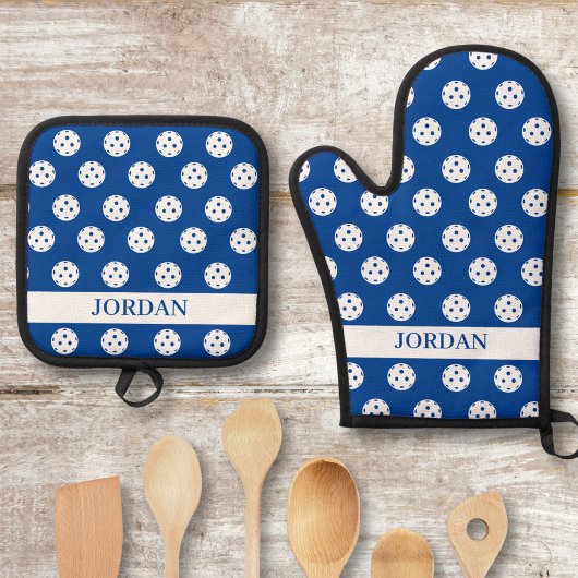 Fun Pickleball Pattern Player Geschenk Benutzerdef Ofenhandschuh & Topflappen-Set
