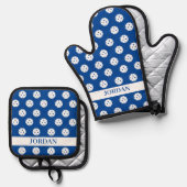 Fun Pickleball Pattern Player Geschenk Benutzerdef Ofenhandschuh & Topflappen-Set (Vorderseite/Rückseite)