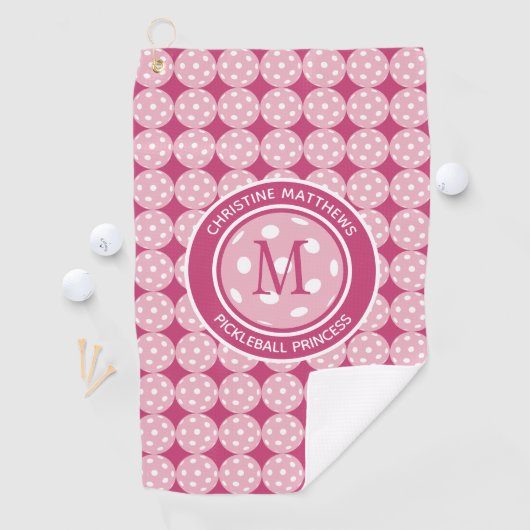 Fun Pickleball Princess Pink Girly Funny Modern Golfhandtuch (Insitu)