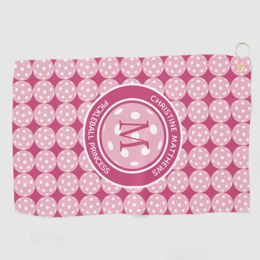 Fun Pickleball Princess Pink Girly Funny Modern Golfhandtuch (Horizontal)
