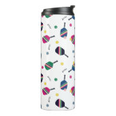 Fun Pickleball Sport Strip Paddle Dink Blau Thermosbecher (Nach links gedreht)