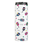 Fun Pickleball Sport Strip Paddle Dink Blau Thermosbecher (Rückseite)