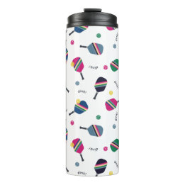 Fun Pickleball Sport Strip Paddle Dink Blau Thermosbecher