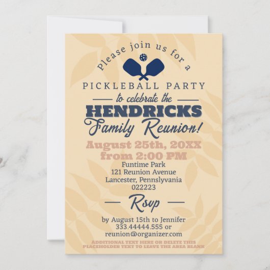 Fun Pickleball-Thema Familie Wiedersehen Save the  Einladung (Vorderseite)