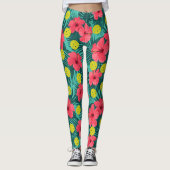 Fun Pickleball Tropischer Hibiskus Blume Sport Leggings (Vorderseite)