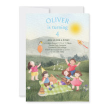 Fun Picnic Birthday Boy Garden Party Einladung