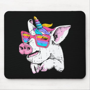 Fun Pig Piglet Einhorn Horn Brille Niedliche Halle Mousepad