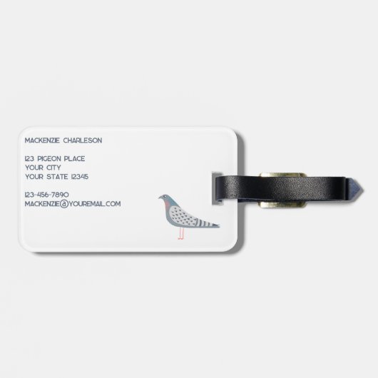 Fun Pigeon Gepäckanhänger (Rückseite horizontal)