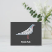 Fun Pigeon Personalisiert Name Postkarte (Stehend Vorderseite)