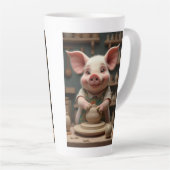 Fun Piggy Töpferkünstler Latte Tasse (Rechte Ecke)