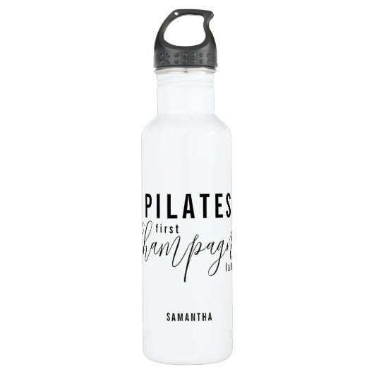 Fun Pilates First Champagne Später Fitness Workout Edelstahlflasche (Vorderseite)