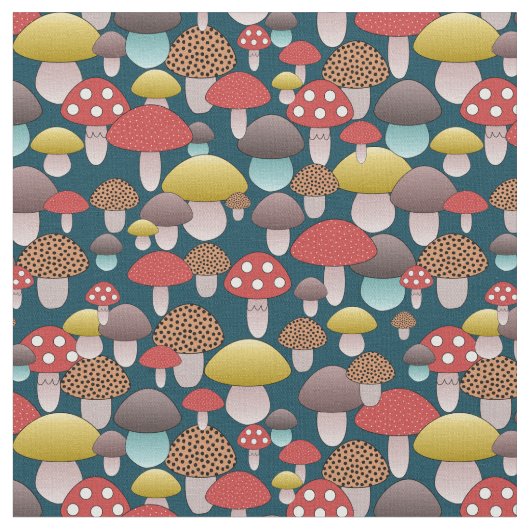 Fun Pilz nahtlose Muster Gewebe Stoff (Nahaufnahme)
