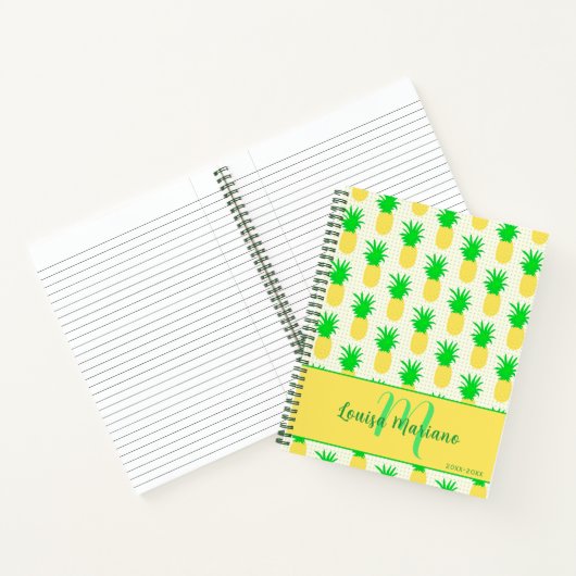 Fun Pineapard Polka Dot Monogram Notizblock (Innenseite)