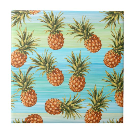 Fun Pineapass Fruit Pattern Wasserfarben Kunst Str Fliese (Vorderseite)