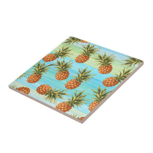 Fun Pineapass Fruit Pattern Wasserfarben Kunst Str Fliese