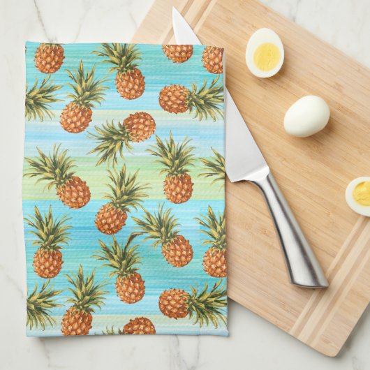 Fun Pineapass Fruit Pattern Wasserfarben Kunst Str Geschirrtuch (Viertel Falte)