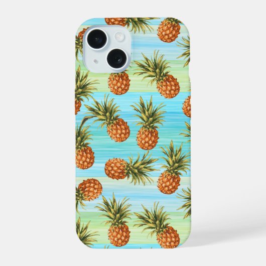 Fun Pineapass Fruit Pattern Wasserfarben Kunst Str iPhone 15 Hülle (Rückseite)