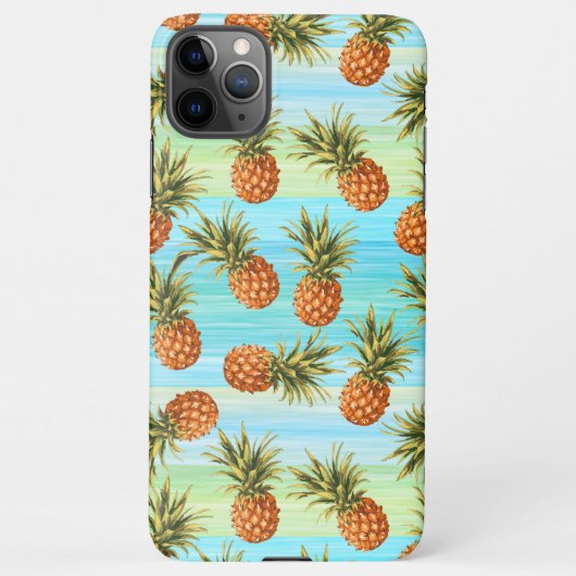 Fun Pineapass Fruit Pattern Wasserfarben Kunst Str iPhone Hülle (Rückseite)