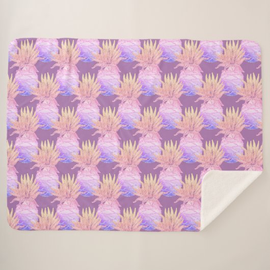 Fun Pineappmuster Sherpadecke (Vorderseite (Horizontal))