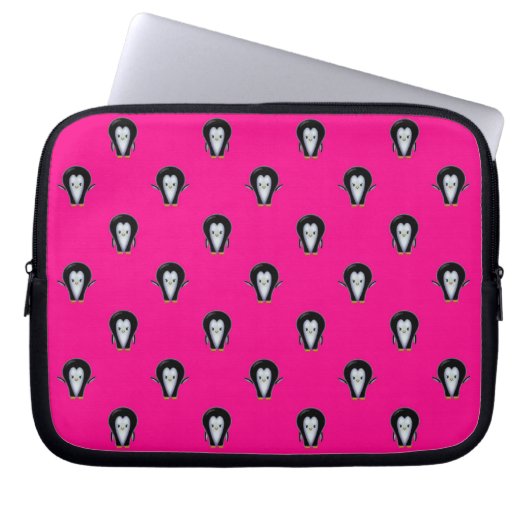 Fun Pinguine über Hot Pink Pattern Laptopschutzhülle (Vorderseite)