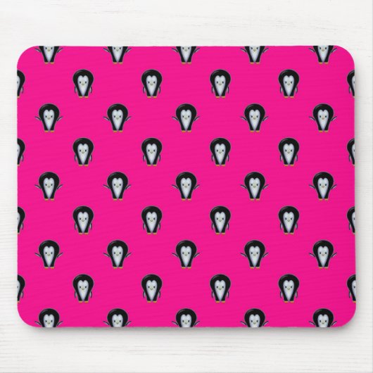 Fun Pinguine über Hot Pink Pattern Mousepad (Vorne)