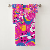 Fun Pink 1980er Ästhetik Badhandtuch Set (Insitu)