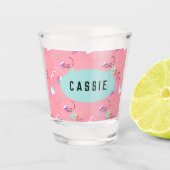 Fun Pink 1990er Throwback Graphics Personalisiert Schnapsglas (Vorderseite)