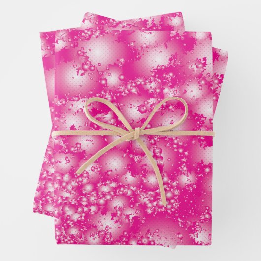 Fun PINK Abstrakt Ink Super Splash Muster Geschenkpapier Set (Beispiel)