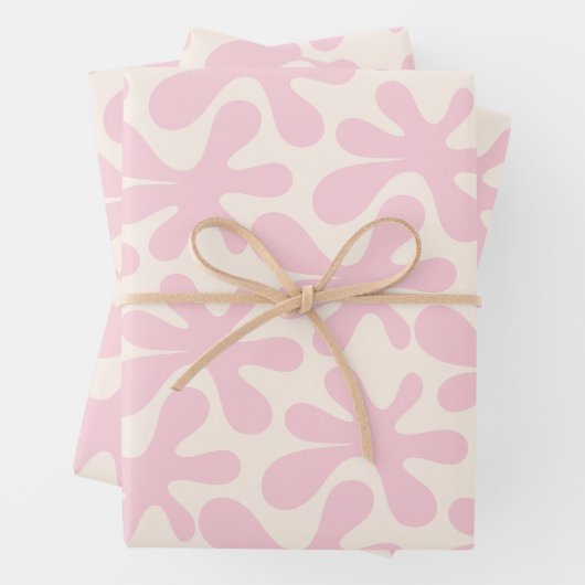 Fun Pink Amoeba Dance Abstrakt Modernes Muster Geschenkpapier Set (Beispiel)