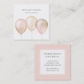 Fun Pink and Gold Balloons Glitzer Business Card Quadratische Visitenkarte (Vorne/Hinten)