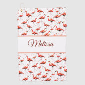 Fun pink and white custom monogram ladies flamingo golfhandtuch (Vorderseite)