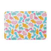 Fun Pink & Aquamarin Dinosaurier Muster Badematte (Vorderseite)