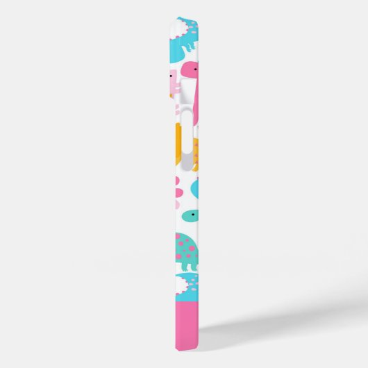 Fun Pink & Aquamarin Dinosaurier Muster Case-Mate iPhone Hülle (Rückseite / Links)
