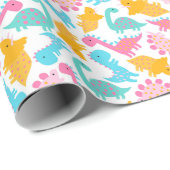 Fun Pink & Aquamarin Dinosaurier Muster Geschenkpapier (Rolleneckpunkt)