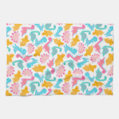 Fun Pink & Aquamarin Dinosaurier Muster Geschirrtuch (Horizontal)