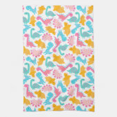 Fun Pink & Aquamarin Dinosaurier Muster Geschirrtuch (Vertikal)