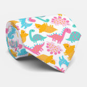 Fun Pink & Aquamarin Dinosaurier Muster Krawatte (Gerollt)