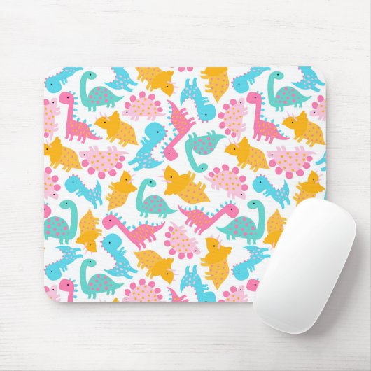 Fun Pink & Aquamarin Dinosaurier Muster Mousepad (Mit Mouse)