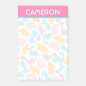Fun Pink & Aquamarin Dinosaurier Muster Post-it Klebezettel (Vorderseite)