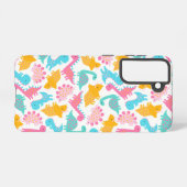 Fun Pink & Aquamarin Dinosaurier Muster Samsung Galaxy Hülle (Rückseite (Horizontal))