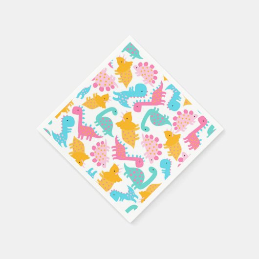 Fun Pink & Aquamarin Dinosaurier Muster Serviette (Ecke)